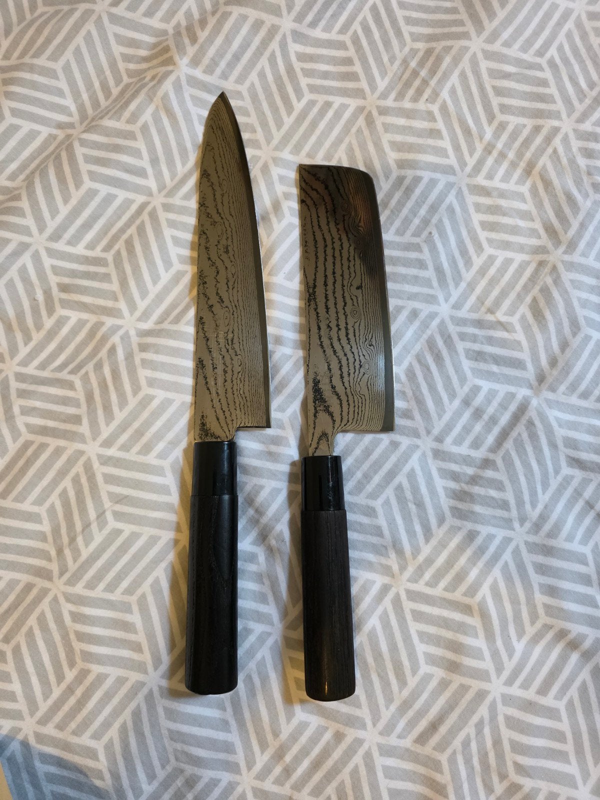 japanse messen, tojiro shippu black damascus. nieuwprijs€400, Ophalen of Verzenden, Zo goed als nieuw, Rvs of Chroom