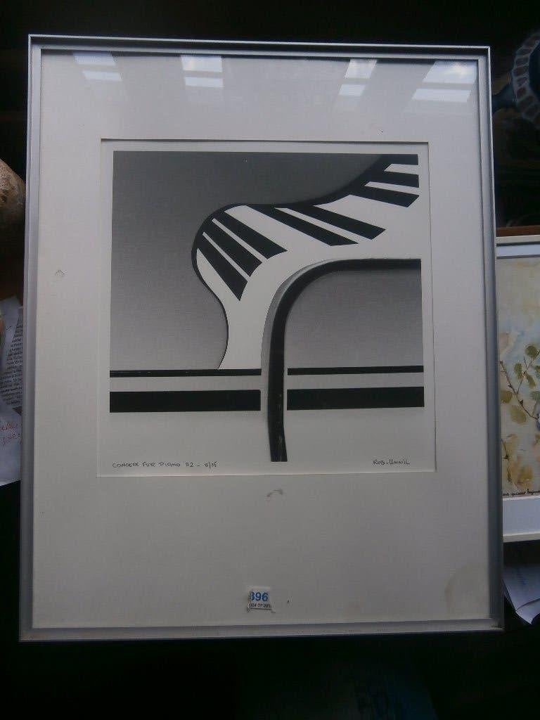 Mooie gesigneerde Litho/ets Concert voor Piano, Antiek en Kunst, Ophalen, Gravure