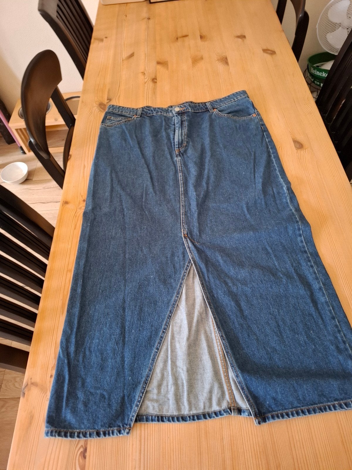 Lange jeansrok. Maat 48. Monki., Kleding | Dames, Grote Maten, Ophalen of Verzenden, Zo goed als nieuw, Overige kleuren, Rok