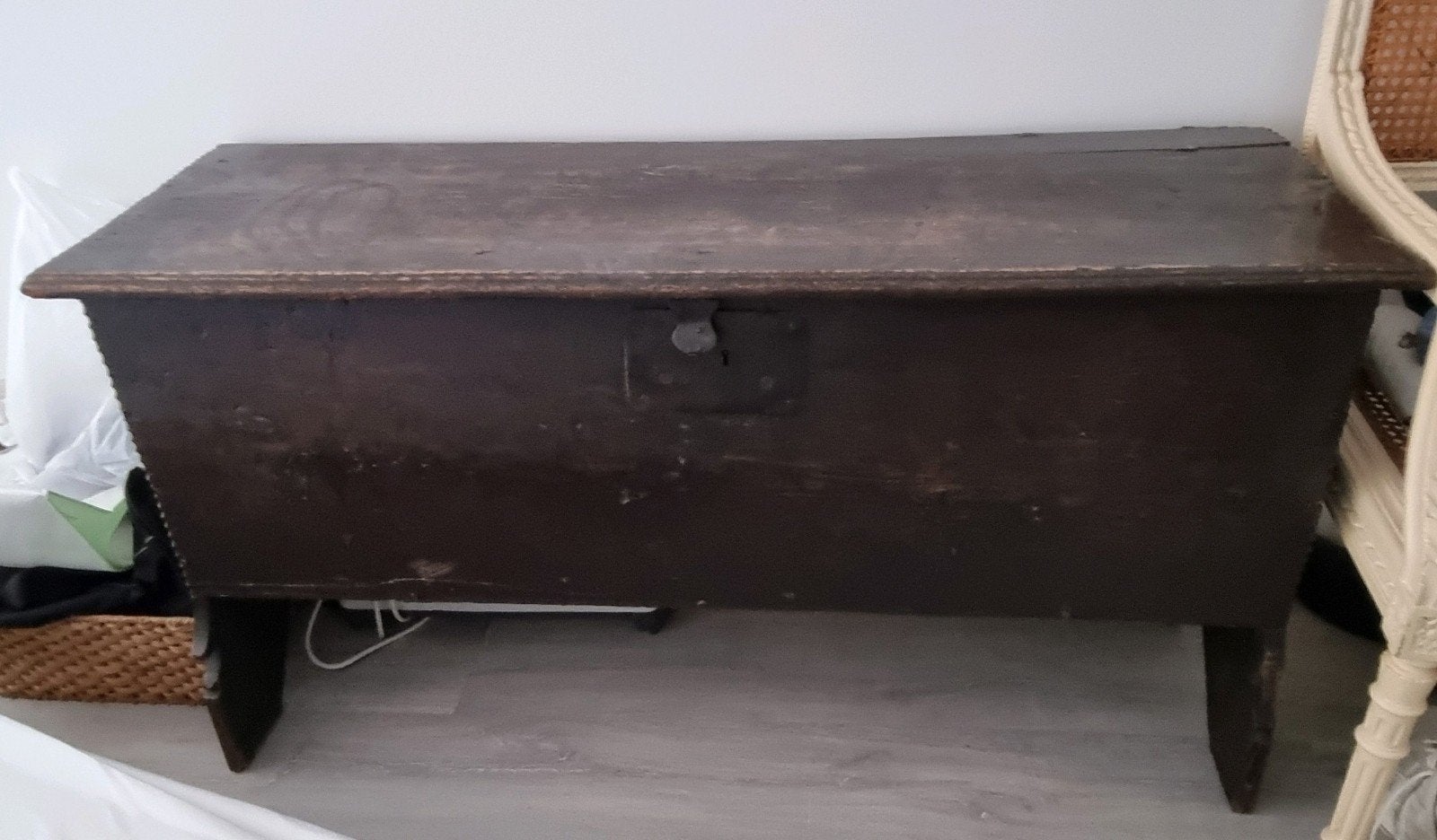 Antieke houten kist - geen sleutel, Ophalen, 50 – 75, Minder dan 50 cm, Gebruikt