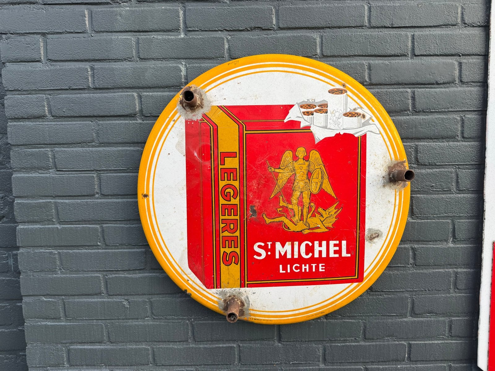 Vintage St. Michel Legeres Emaille Reclamebord, Antiek en Kunst, Ophalen