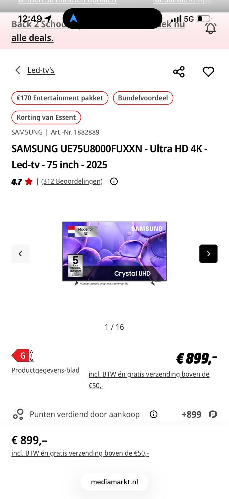 Samsung tv 75 inch nieuw in doos, Audio, Tv en Foto, Televisies, 50 Hz, Nieuw, Ophalen of Verzenden, Samsung