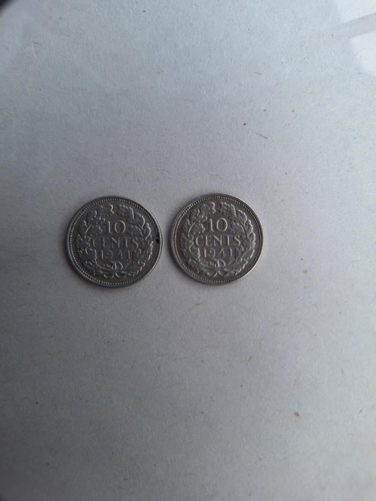 2 x 10 cent 1941., Postzegels en Munten, Munten | Nederland, Ophalen of Verzenden, Koningin Wilhelmina, 10 cent