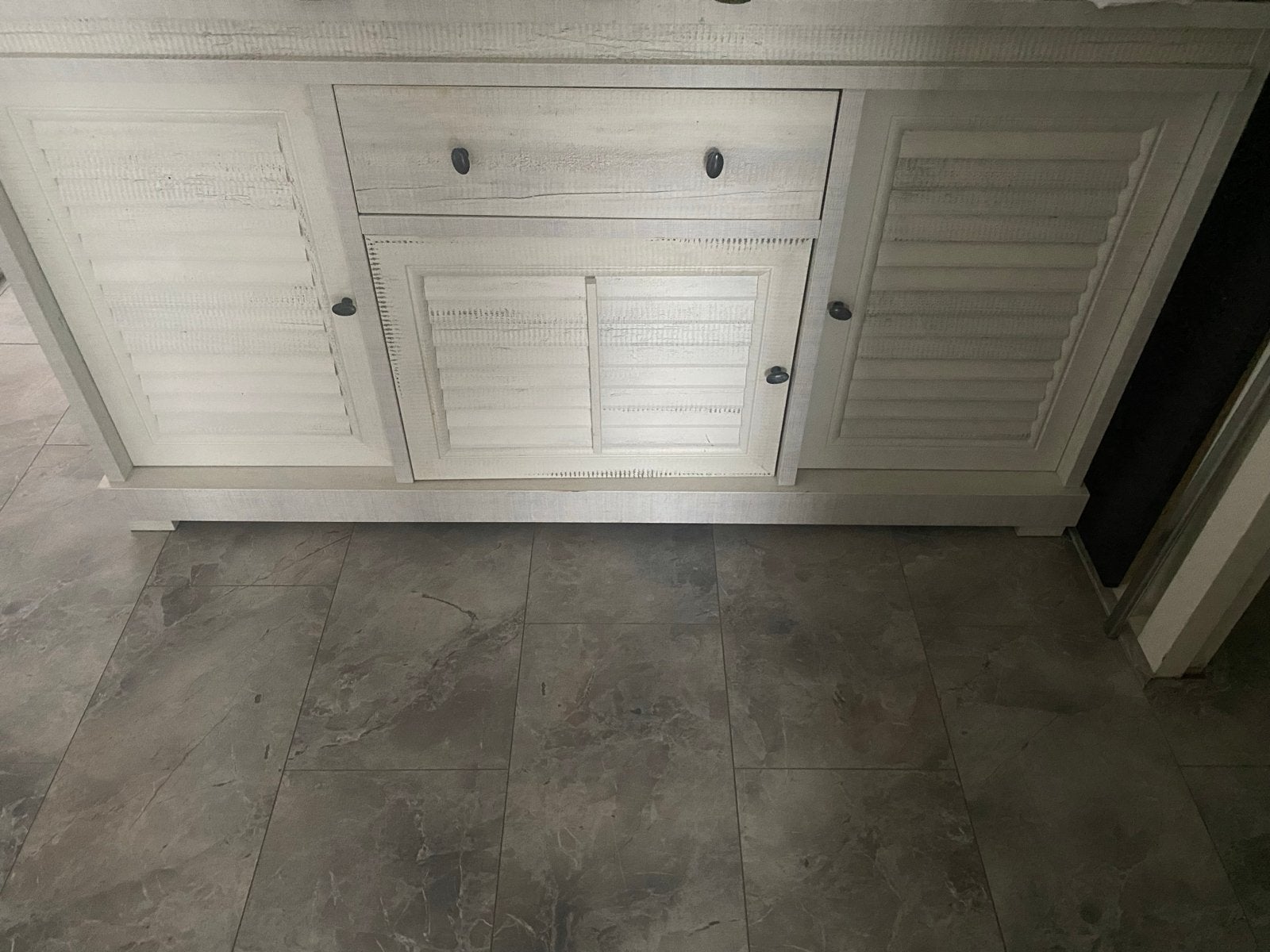 Dressoir wit met louvredeuren - 50x270 cm, Ophalen, Gebruikt, 200 cm of meer, Met lade(s)