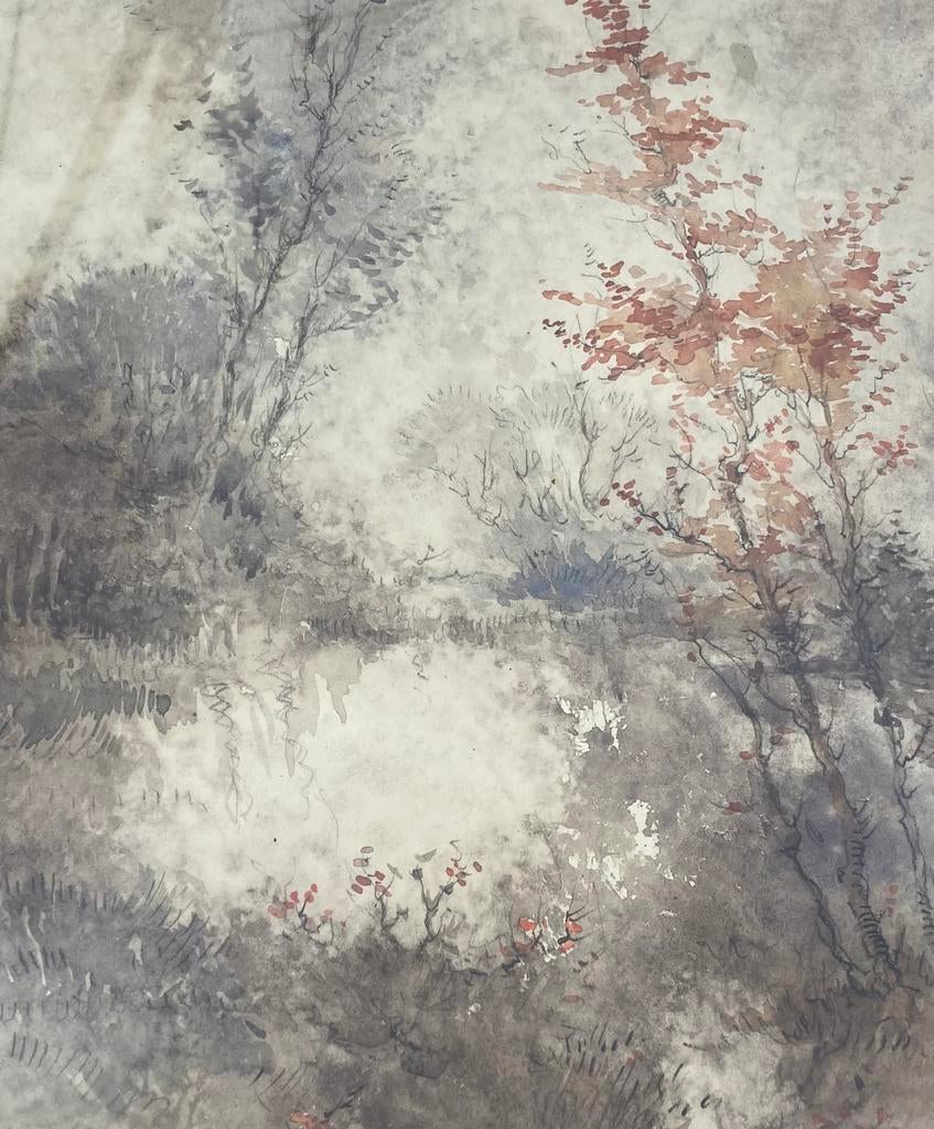 Aquarel bosmeertje Charles Grips Vught Brabant, Ophalen of Verzenden