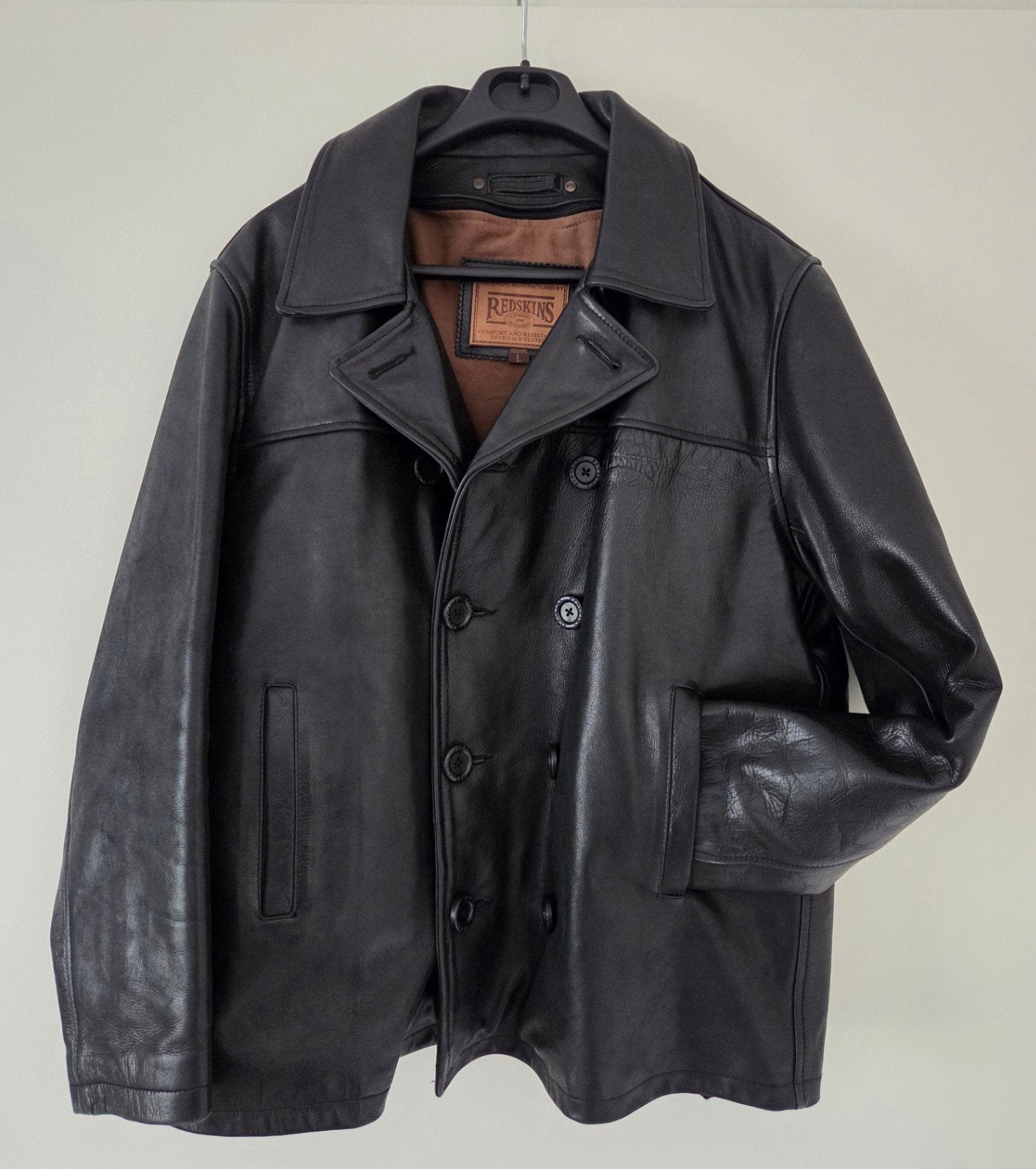 Redskins leren jas maat L-XL, Maat 52/54 (L), Zwart, Ophalen of Verzenden, Gedragen