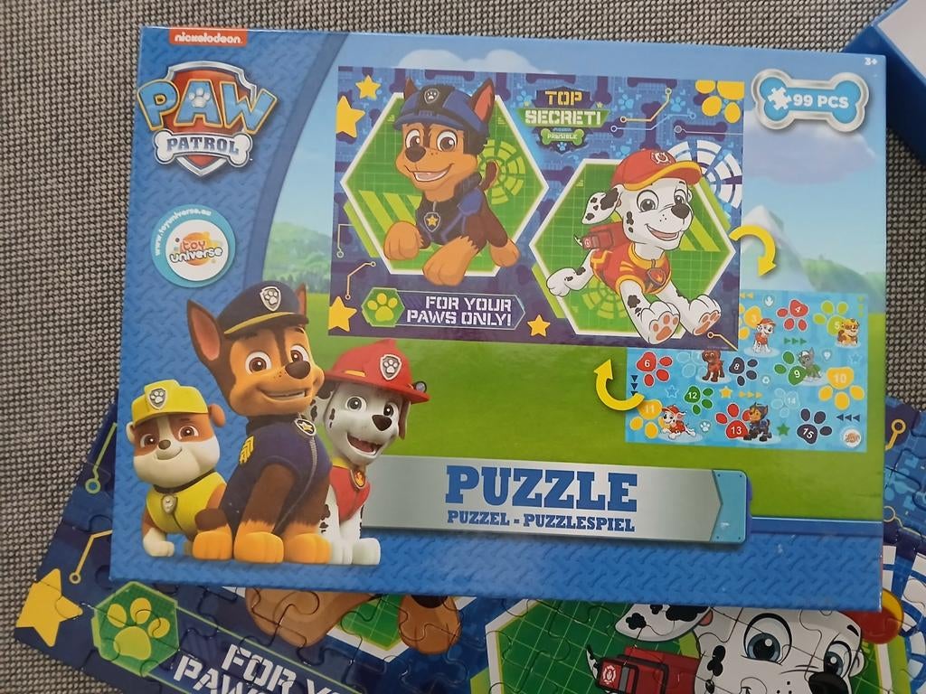 Paw Patrol Puzzel dubbelzijdig 99 stukjes, Ophalen of Verzenden, Meer dan 50 stukjes, Zo goed als nieuw, 4 tot 6 jaar
