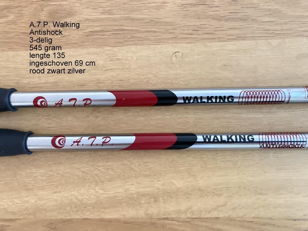 walking poles A.7.p. 135 CM 3-Delig aluminium zilverkleur, Ophalen of Verzenden, Gebruikt, Wandelstok