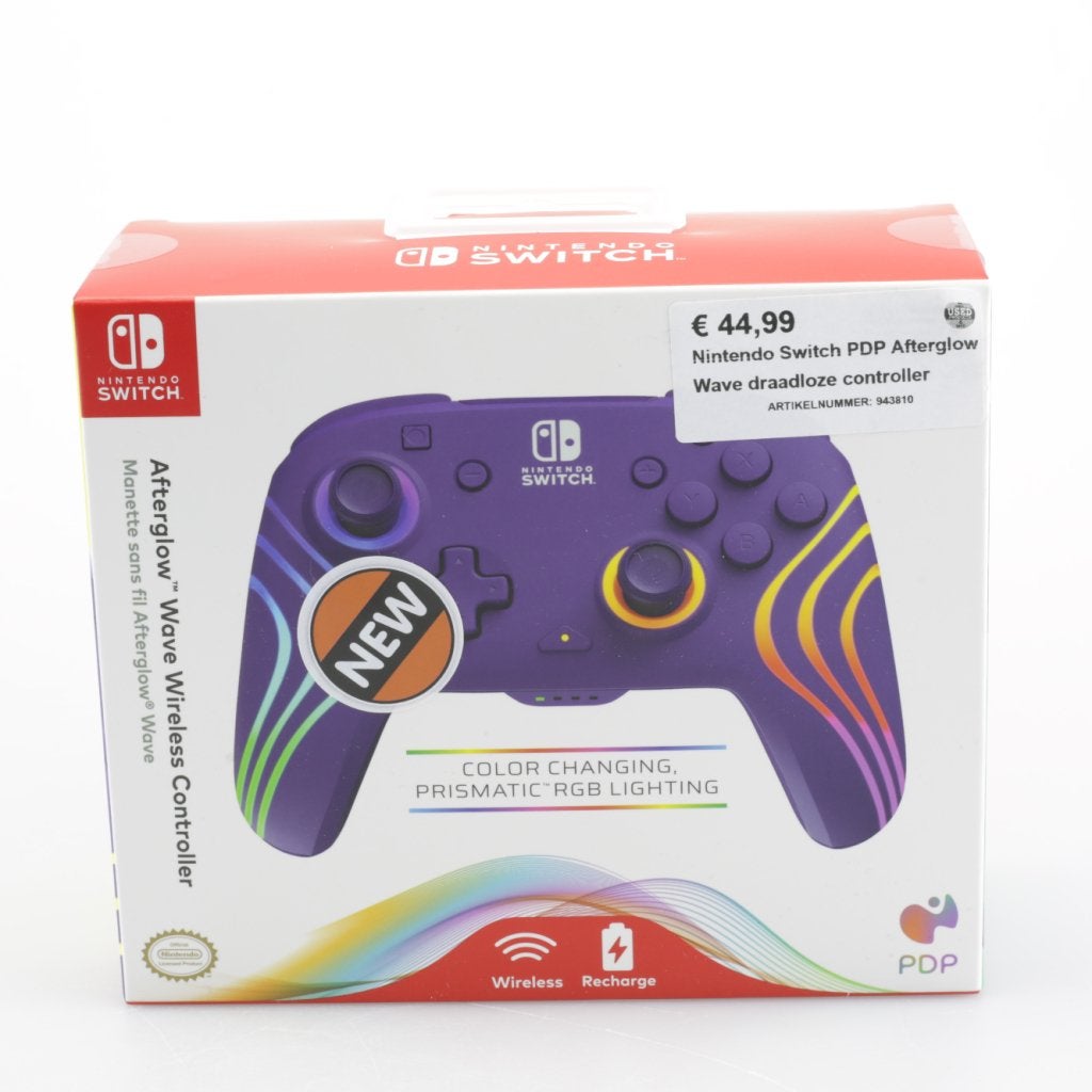 Nintendo Switch PDP Afterglow Wave draadloze controller, Nintendo, Nieuw, Support@nintendo.com, 11-1 Hokotate-cho, Kamitoba, Minami-ku
Kyoto 601-8501
Japan