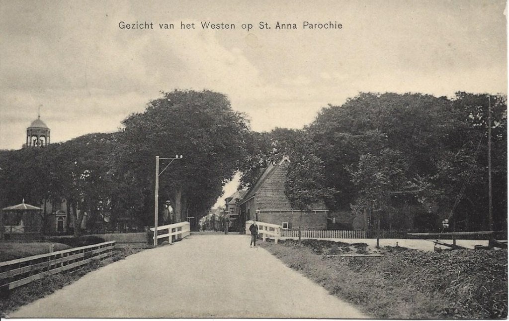 St. Anna Parochie, Gezicht van het Westen, Volk gelopen 1909, Ophalen of Verzenden, Voor 1920, Gelopen, Friesland