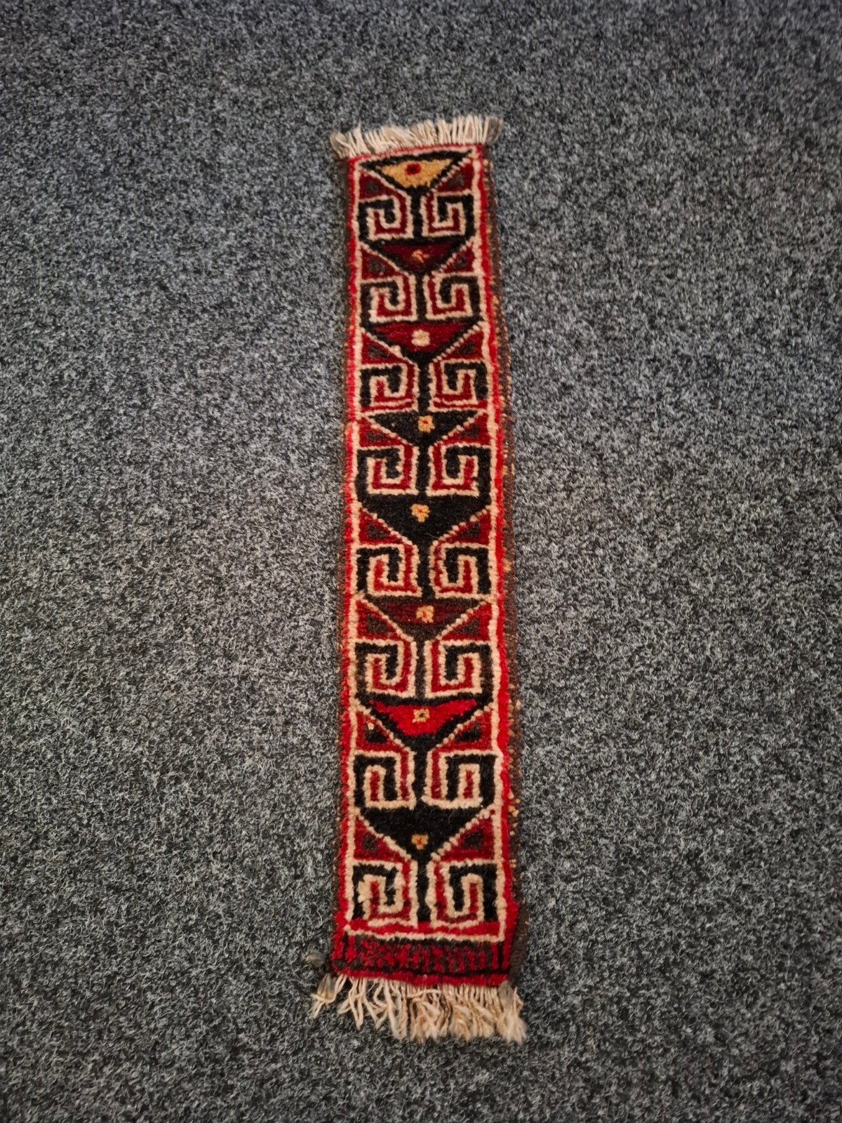 Vintage handgeweven tapijtje met geometrische patronen, Ophalen of Verzenden