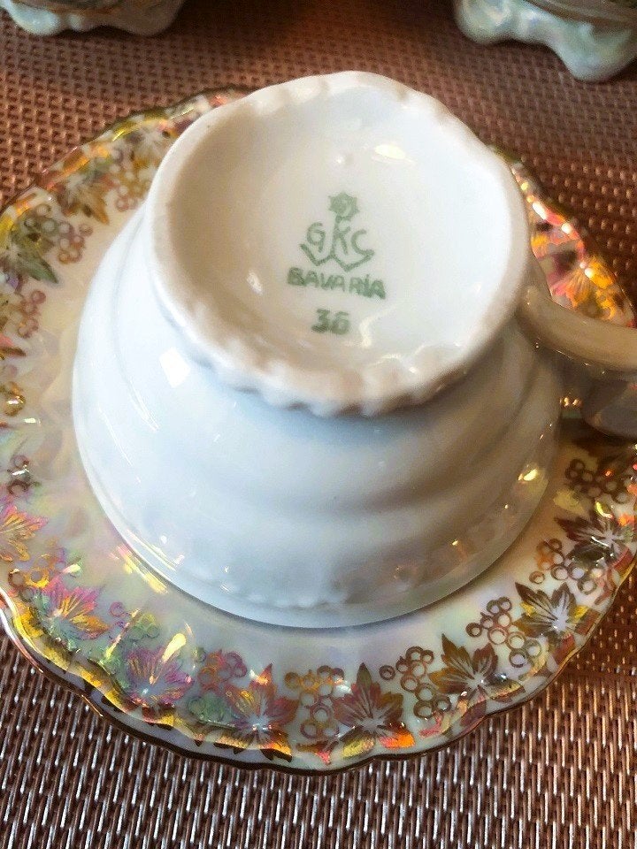 Gemerkt oude mokka servies set koffie theeservies Bavaria, Antiek en Kunst, Ophalen of Verzenden