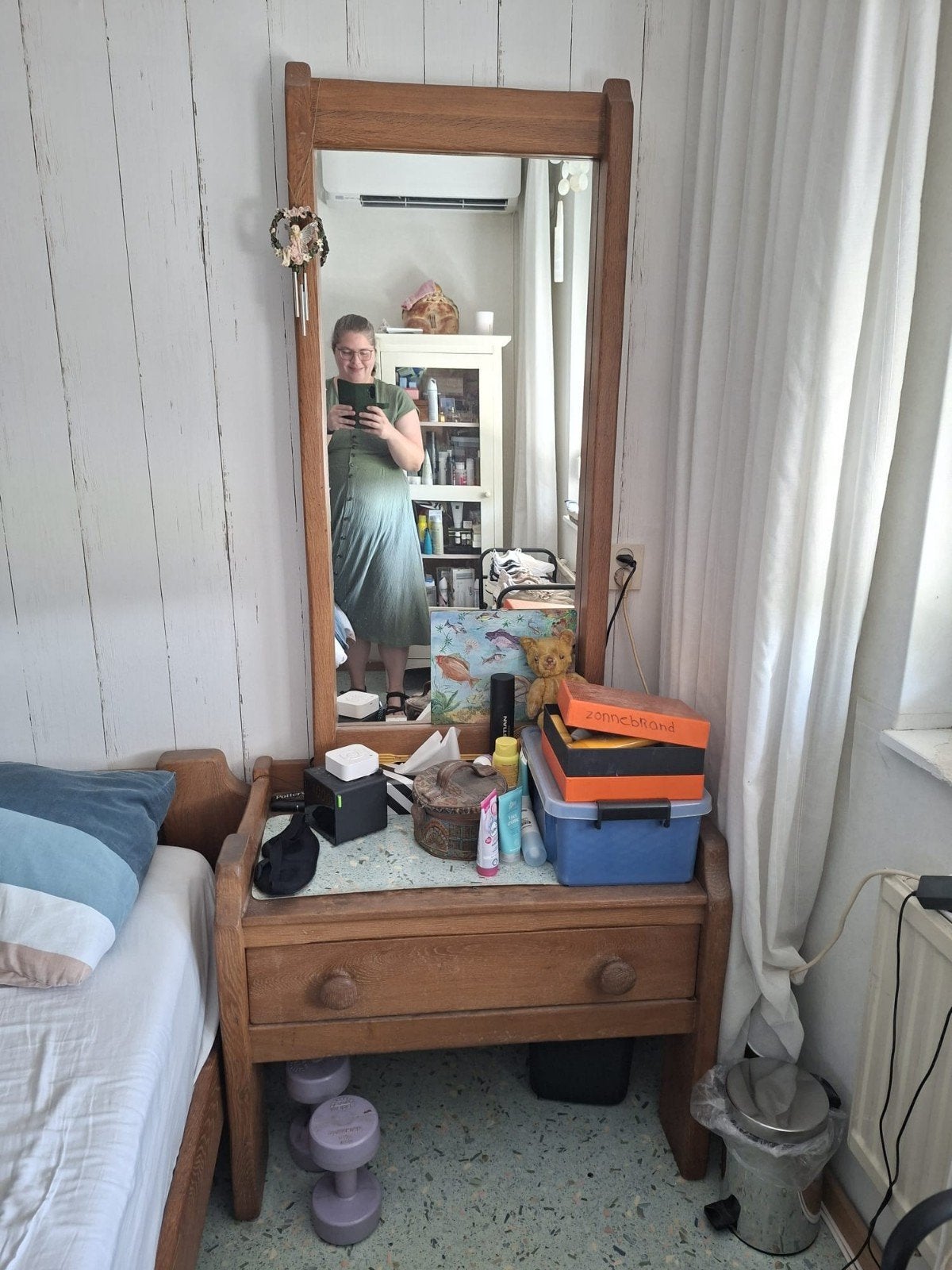 Vintage houten kaptafel, Antiek en Kunst, Antiek | Spiegels, Ophalen