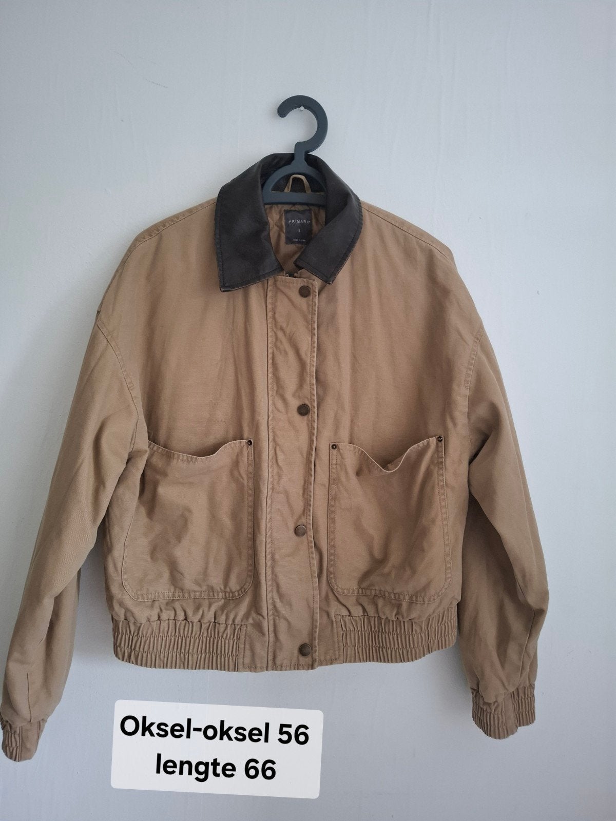Primark Bomberjack met leerlook kraag - Maat S oversized, Primark, Beige, Ophalen of Verzenden, Zo goed als nieuw