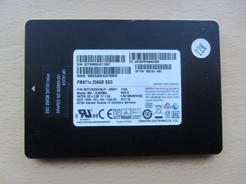 Samsung PM871a Series 256GB TLC SATA 2.5-inch Internal SSD, Computers en Software, Intern, 256 Gb, Ophalen of Verzenden, Zo goed als nieuw