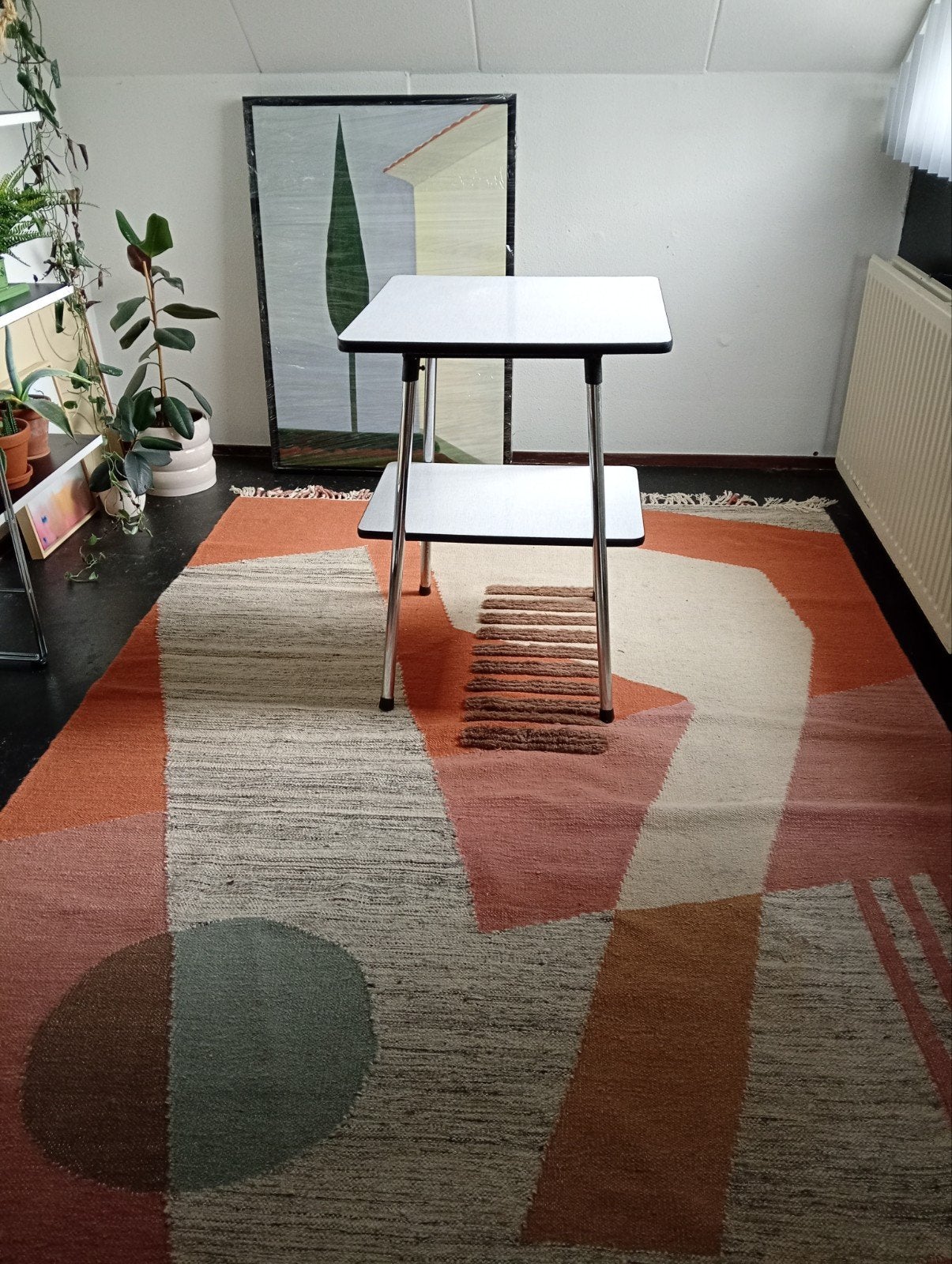 Vintage bijzettafel Formica - 55x55 cm, Ophalen, Gebruikt, 50 tot 100 cm, Tot twee personen