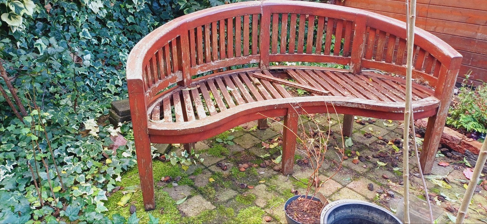 hardhouten tuinbank, Ophalen, Gebruikt, Hout