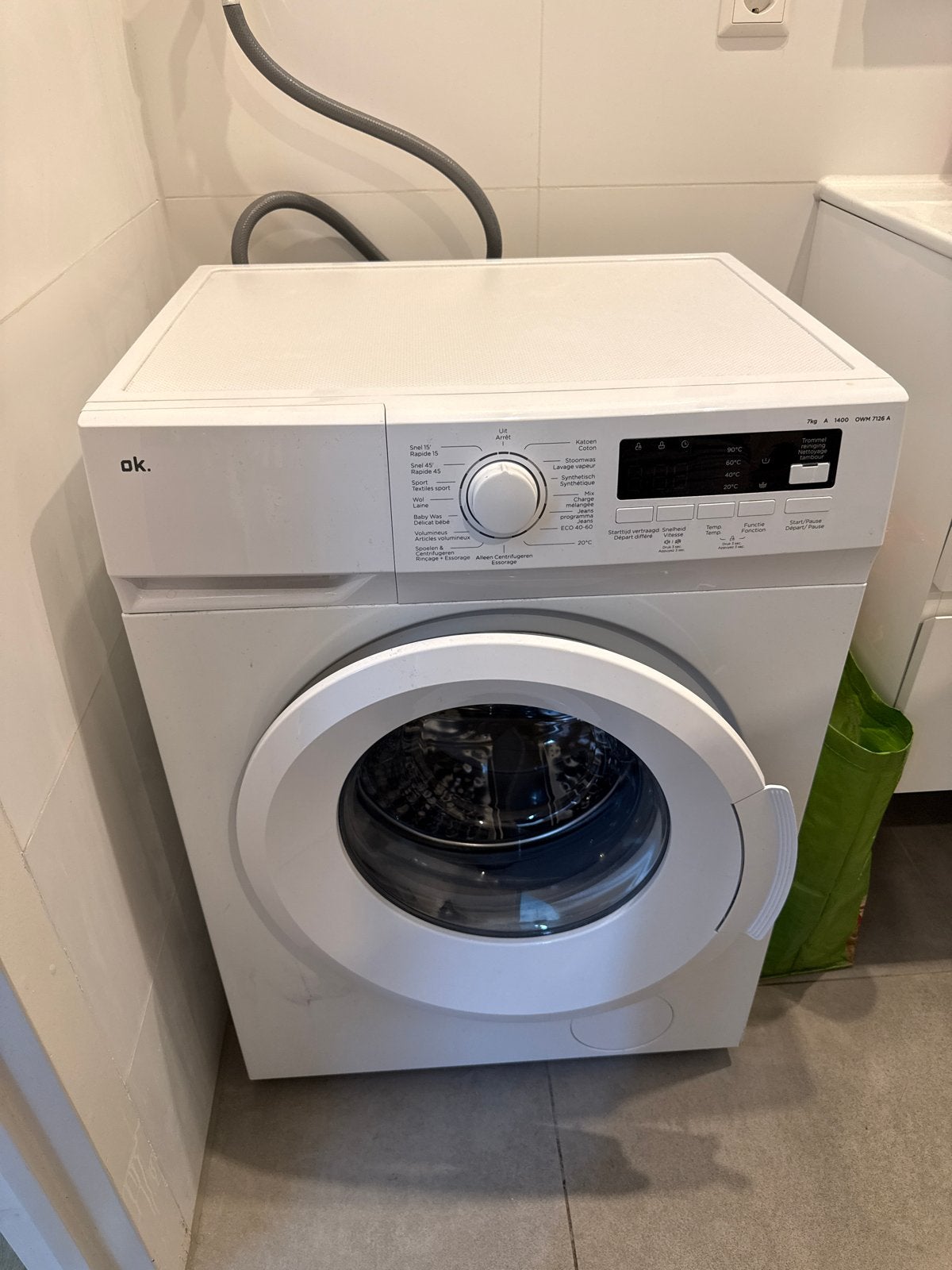 OK. OWM 7126 A Voorlader Wasmachine - 7kg, 1400 toeren, Ophalen, Gebruikt, 85 tot 90 cm, 1200 tot 1600 toeren