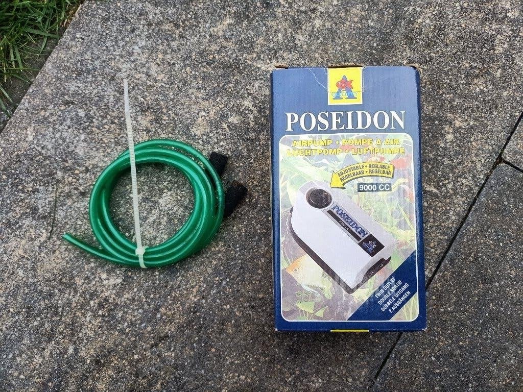 Poseidon luchtpompje aquarium 2 uitgangen regelbaar, Gebruikt, Overige typen, Overige merken, Ophalen of Verzenden