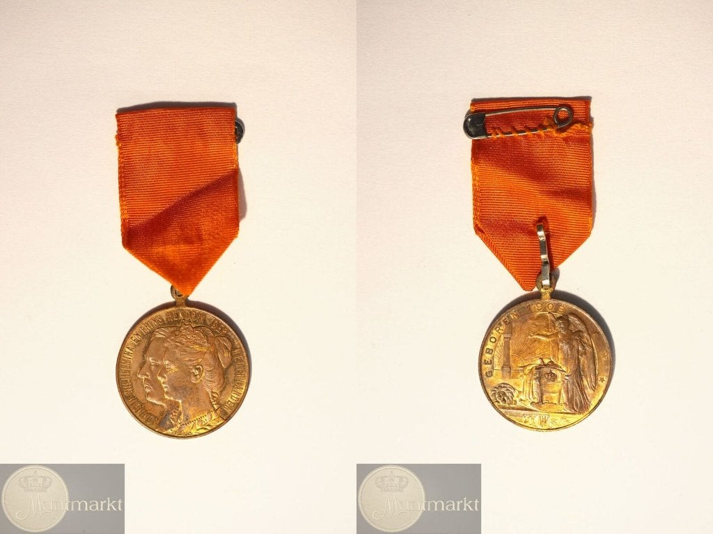 Draagpenning 1909 'Geboorte Prinses Juliana', Ophalen of Verzenden, Brons, Nederland