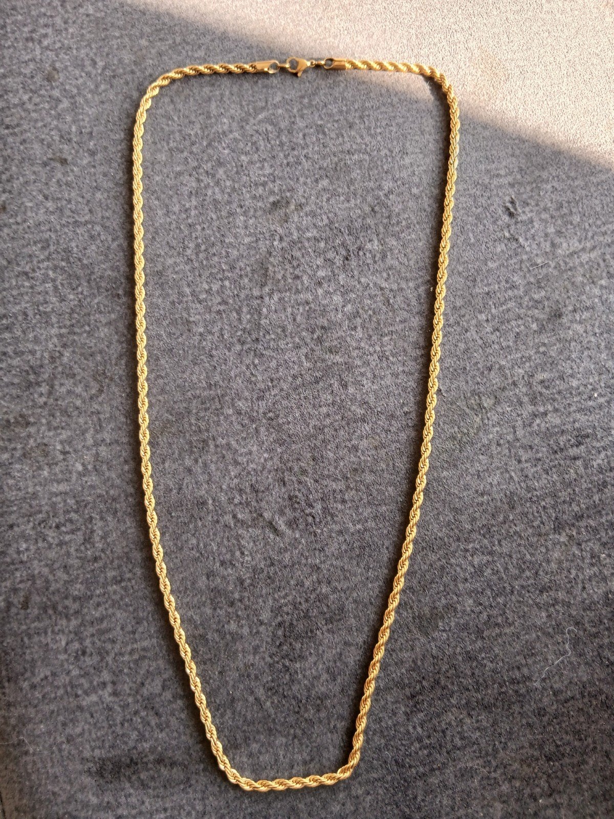 18k Gold Plated Rope Ketting - Nieuw, 70cm, 5mm, Ophalen of Verzenden, Nieuw, Goud, Overige materialen