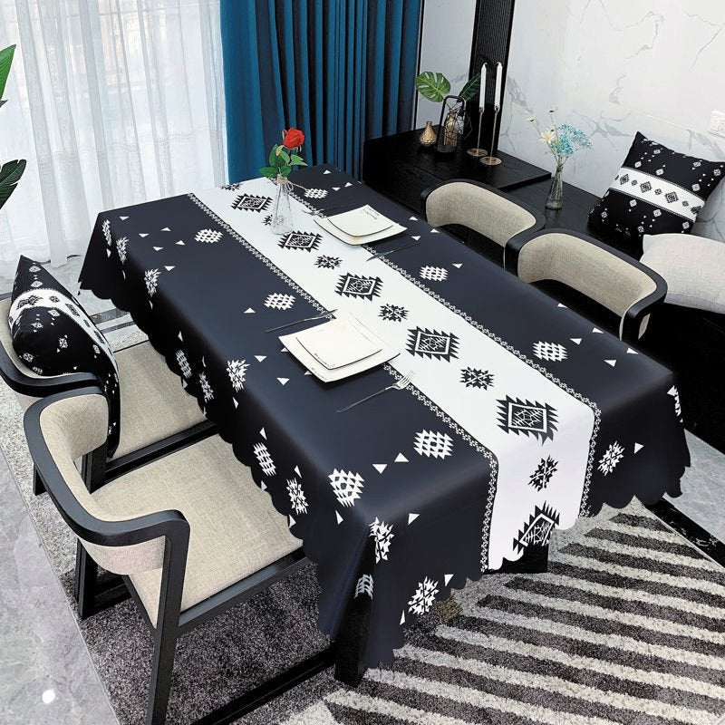 Zwart Wit Nordic Tafelkleed / Tafellaken Tafel Kleed Laken, Verzenden, Nieuw, Rechthoek