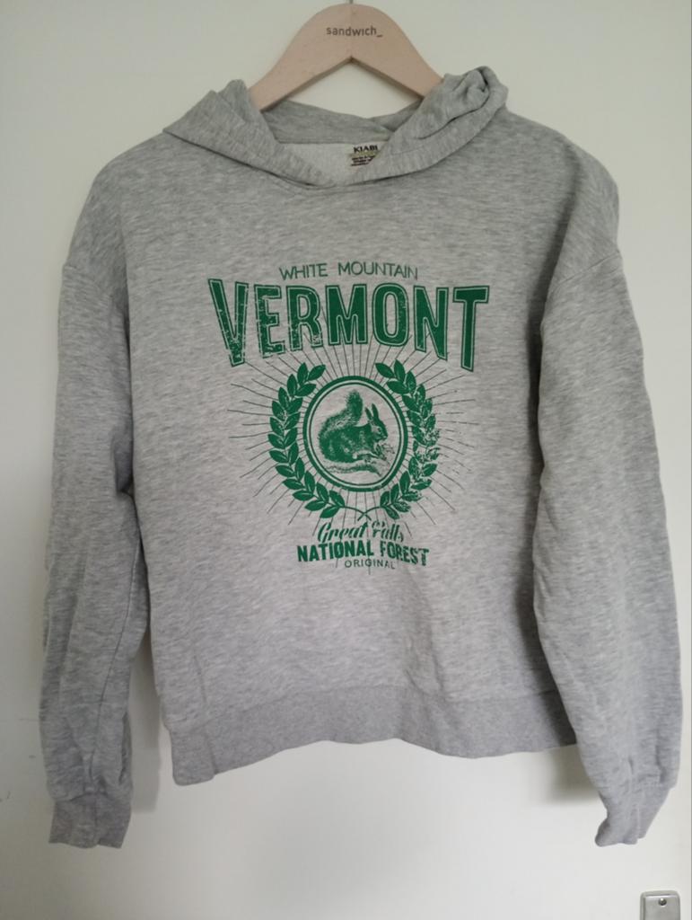 Kiabi trui maat S grijs met Vermont print, Ophalen of Verzenden, Zo goed als nieuw, Kiabi, Maat 36 (S)