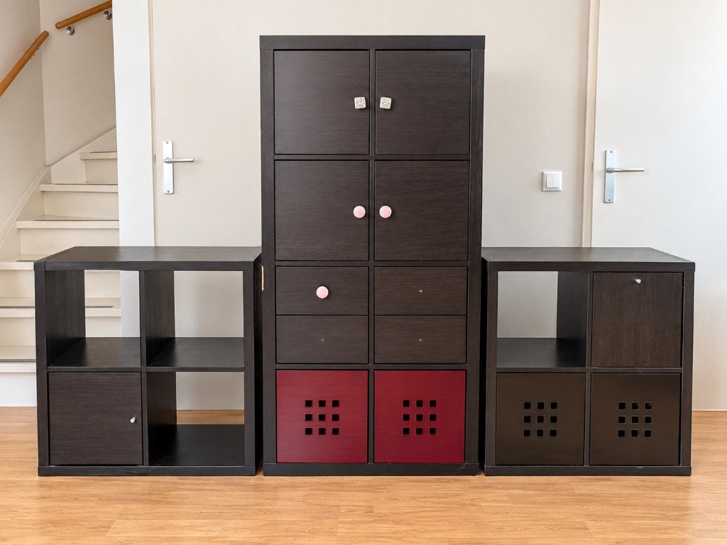 IKEA KALLAX + EXPEDIT vakkenkasten zwartbruin  3 stuks – €50, Ophalen, Gebruikt, 100 tot 150 cm, 50 tot 100 cm