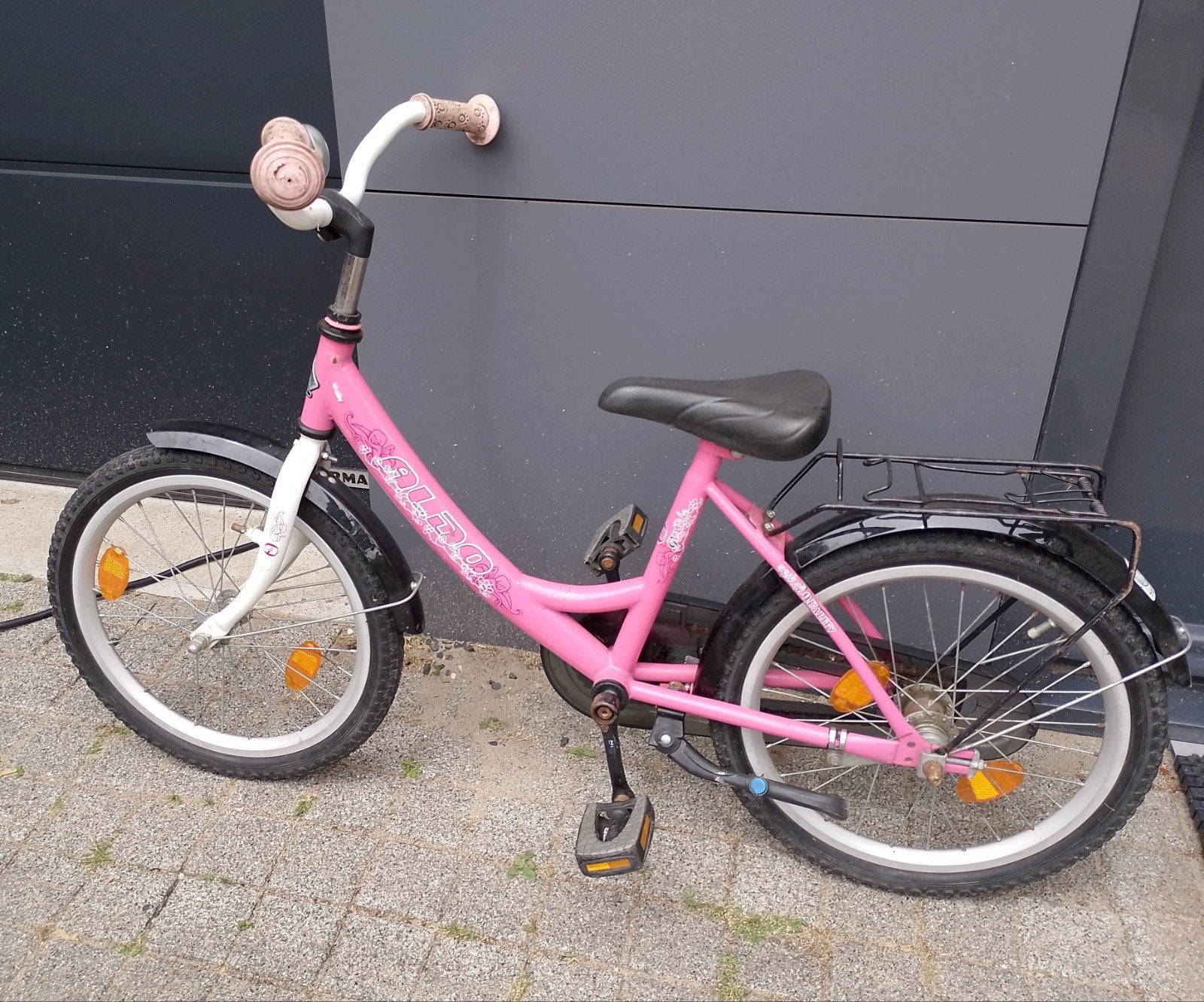 Roze kinderfiets ALDO met terugtraprem - 18 inch, Ophalen, Gebruikt, Terugtraprem, 16 tot 20 inch