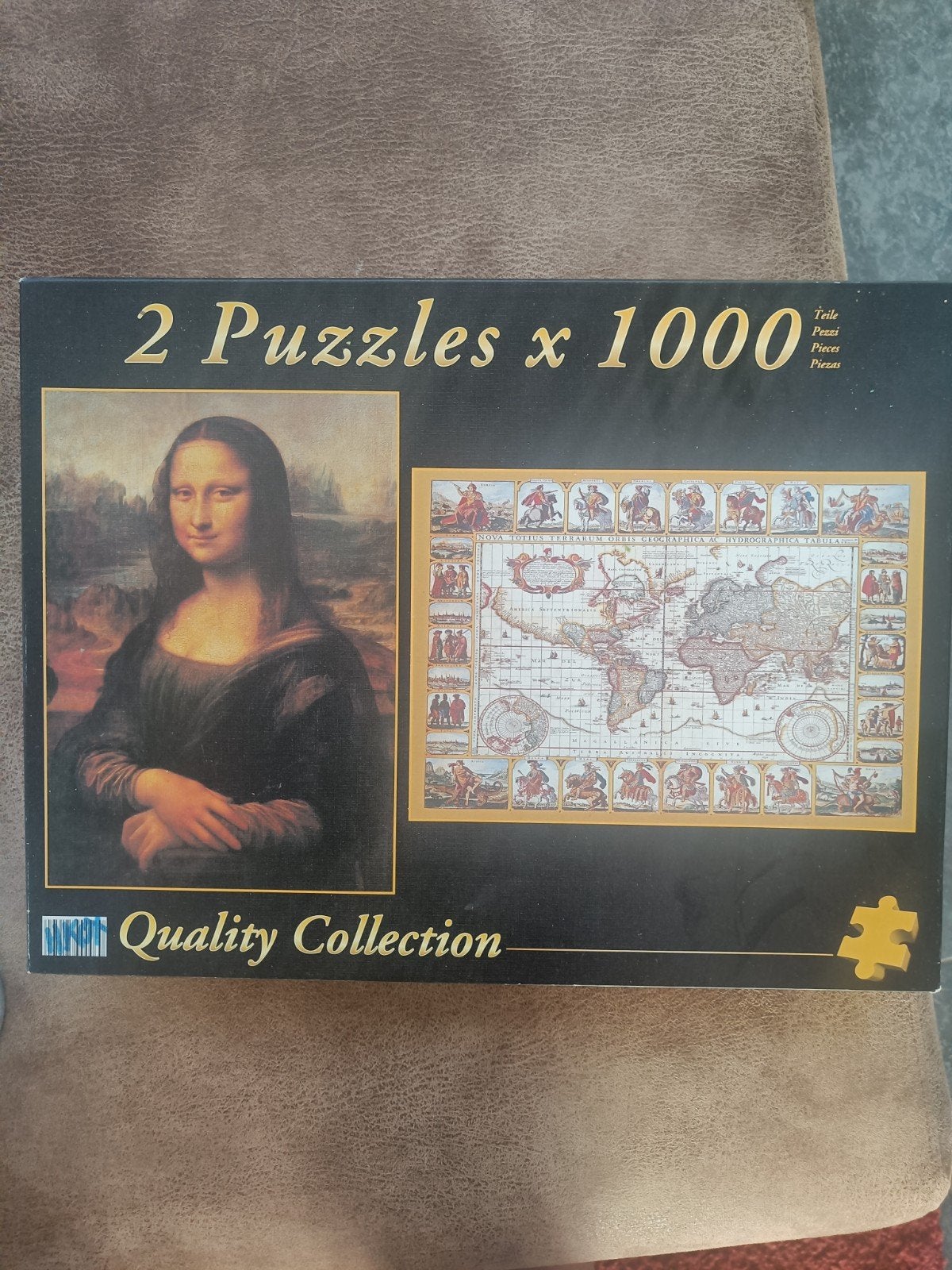 2 Legpuzzels x 1000 stukjes: Mona Lisa & Wereldkaart, Ophalen, 500 t/m 1500 stukjes, Gebruikt, Legpuzzel
