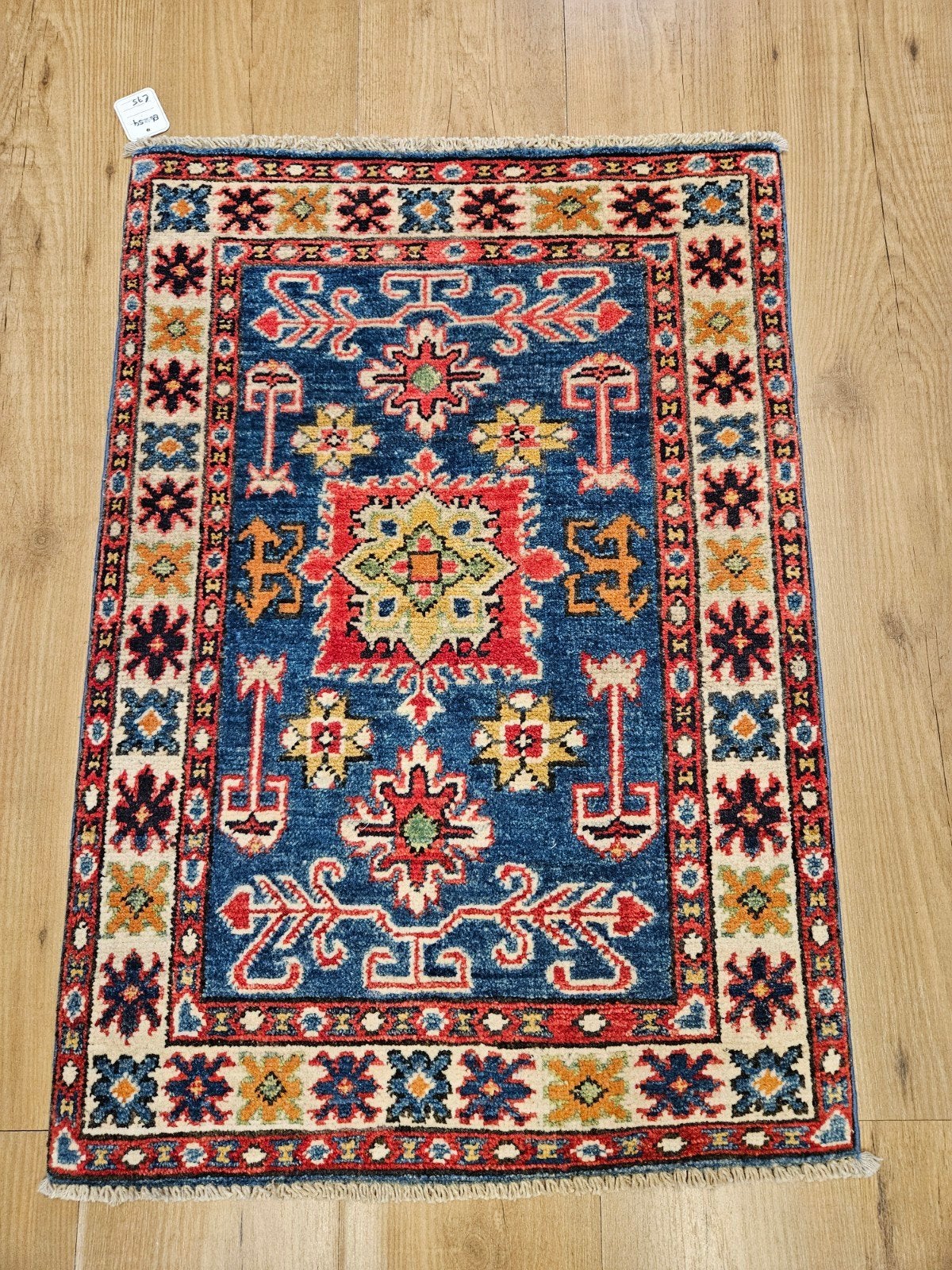 Handgeknoopt oosters tapijt kazak 86x59
