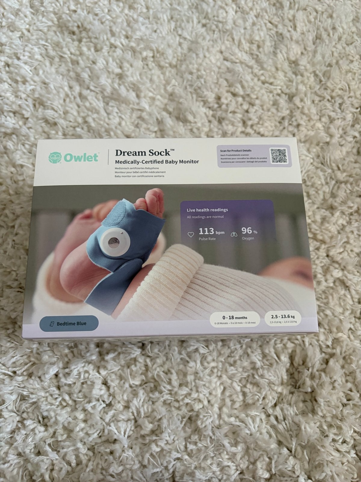 Owlet Dream Sock Medisch Gecertificeerde Baby Monitor, Kinderen en Baby's, Babyfoons, Ophalen, Nieuw, 250 meter of meer