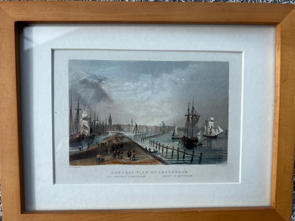 Antieke prent 'General View of Amsterdam' door W.H. Bartlett, Antiek en Kunst, Kunst | Schilderijen | Klassiek, Ophalen of Verzenden