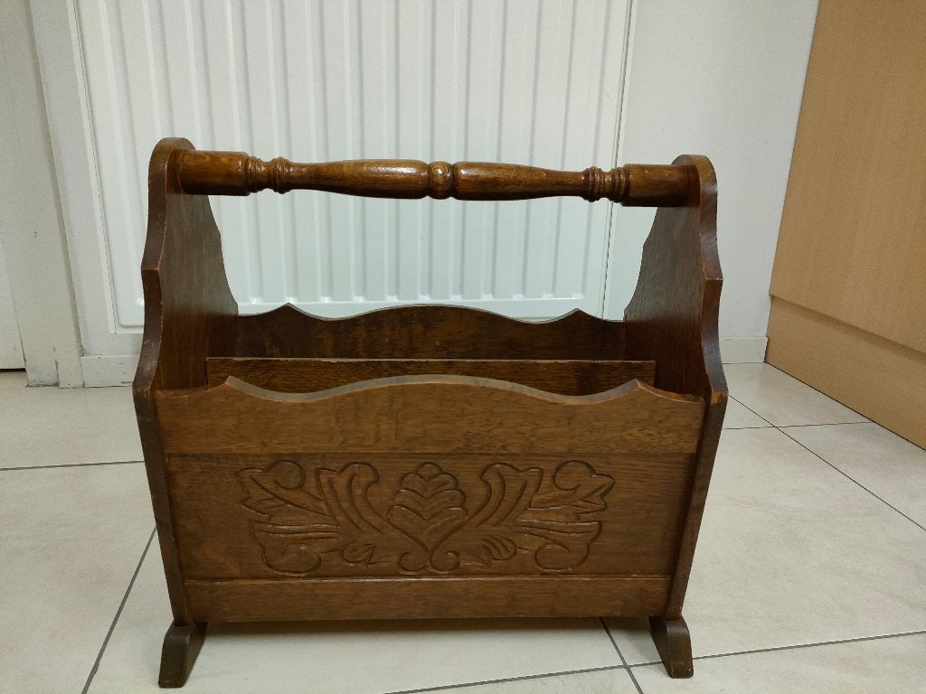 Houten krantenbak en lectuurbak, Huis en Inrichting, Woonaccessoires | Krantenbakken en Lectuurbakken, Ophalen, Gebruikt, Hout