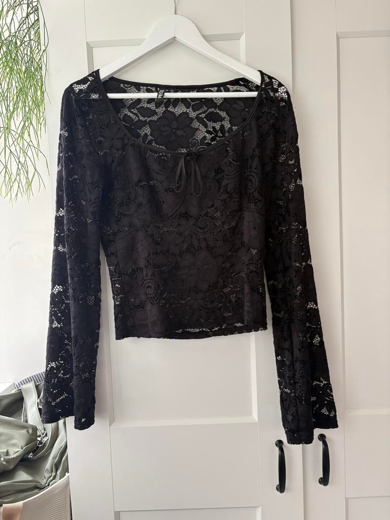 Pieces Kanten Top Zwart Maat S, Kleding | Dames, Zwart, Ophalen of Verzenden, Lange mouw, Maat 36 (S)