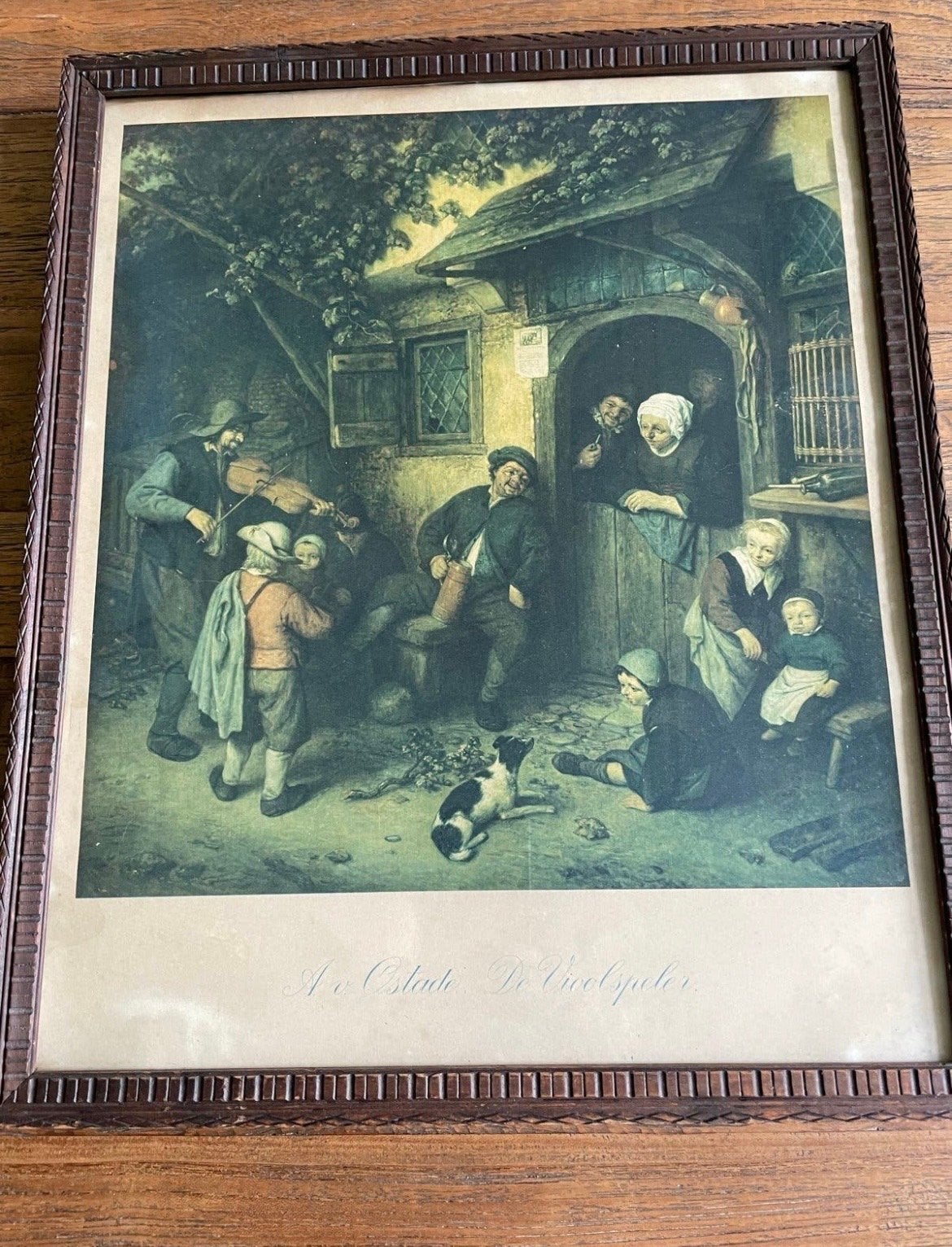 Klassiek tafereel: De Vioolspeler, Antiek en Kunst, Portret of Personen, Ophalen of Verzenden, Klassiek, Print