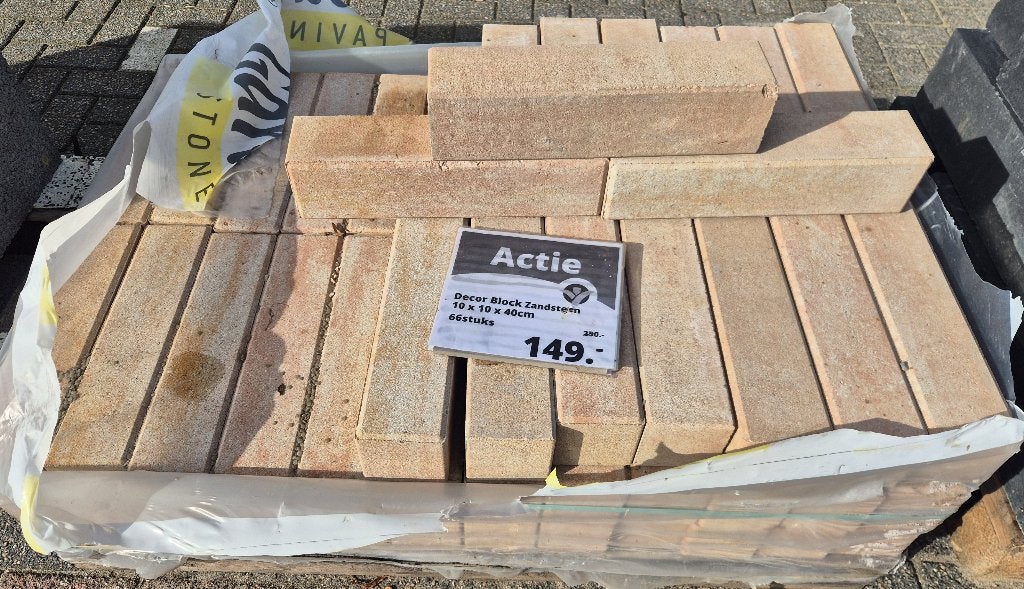 Beton Blok Zandsteen 10x10x40cm 66st., Blok, Ophalen of Verzenden, Zo goed als nieuw, Minder dan 25 cm