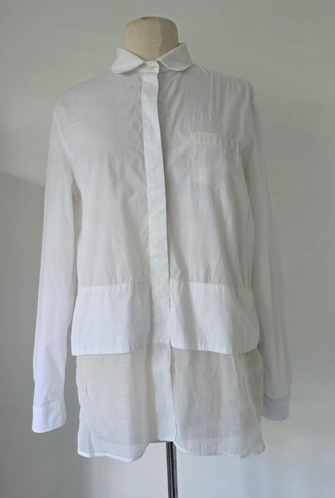 Max Mara witte blouse katoen/ zijde mix 42/44, Kleding | Dames, Max Mara MaxMara, Ophalen of Verzenden, Maat 42/44 (L), Wit
