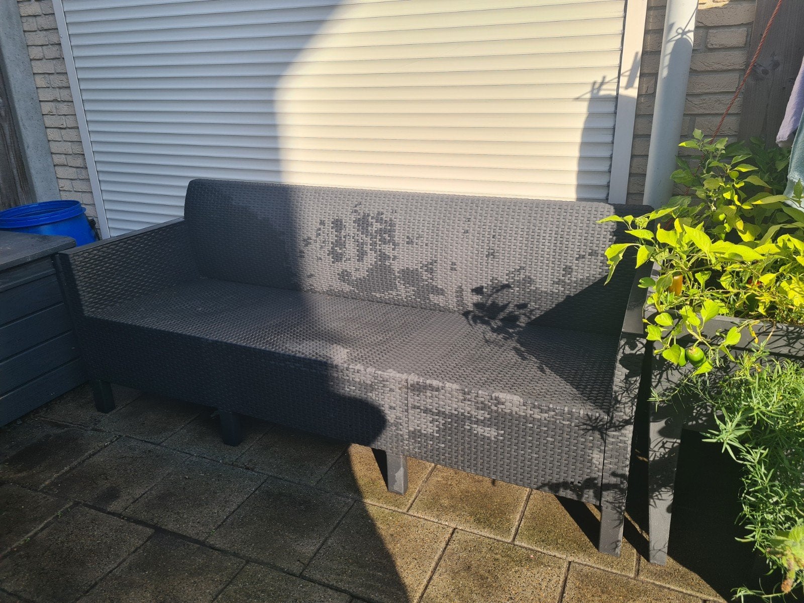 loungebank evt met 2 fauteuils en alle kussens, Tuin en Terras, Ophalen, Gebruikt, 3 zitplaatsen, Loungeset