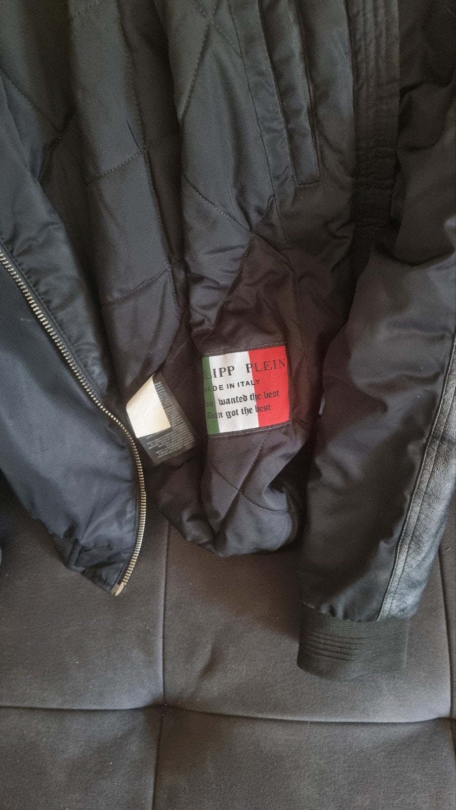 Philipp Plein Leren Jas met Stof - Maat XXL (valt als XL), Kleding | Heren, Zwart, Maat 56/58 (XL), Ophalen of Verzenden, Philipp Plein
