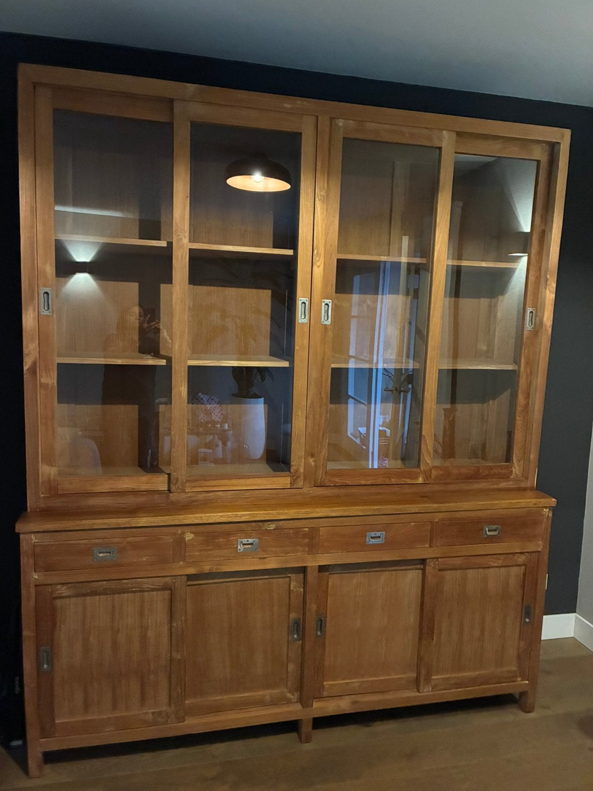 Nette teak buffetkast, Huis en Inrichting, Kasten | Buffetkasten, Ophalen, Met deur(en), 200 cm of meer, 150 tot 200 cm