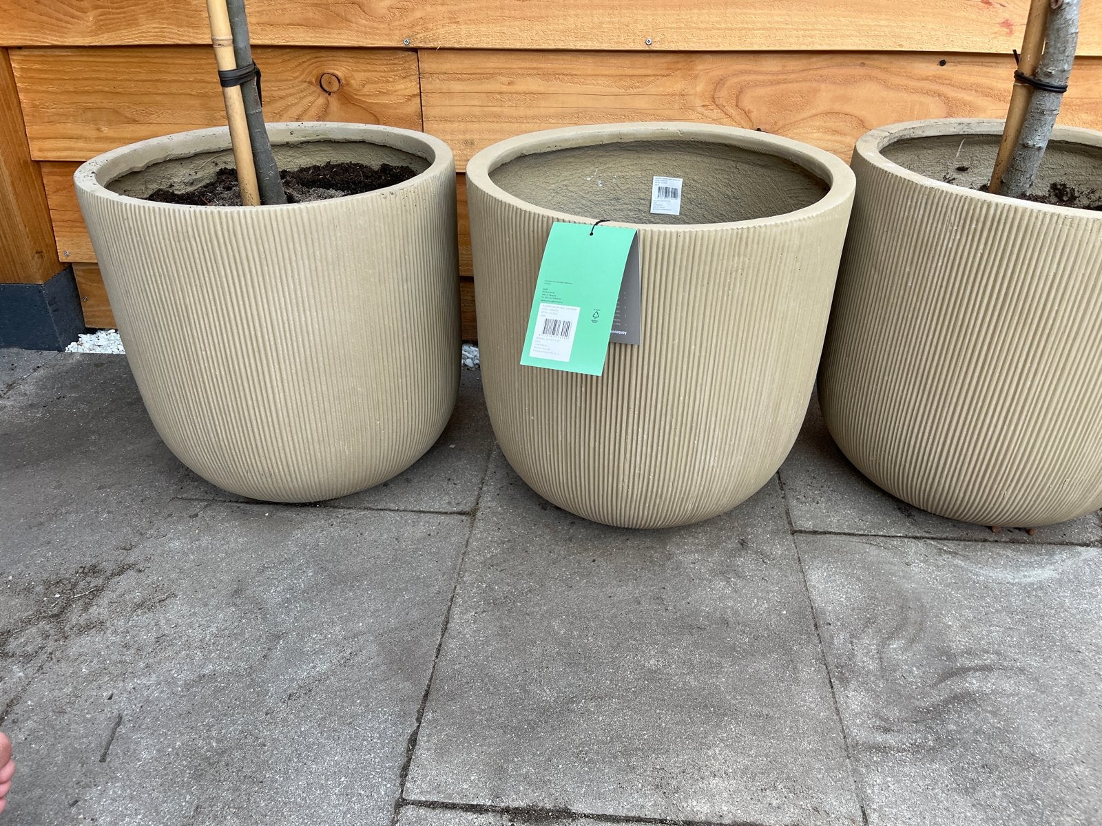 Nieuwe taupe bloempot - Diameter 42cm, Hoogte 42cm, Ophalen, Overige materialen, Minder dan 60 cm, Rond