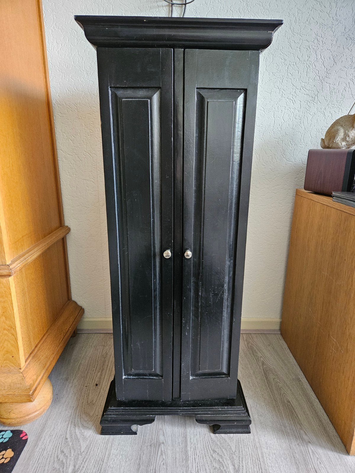 Zwart houten CD kast - 2 kanten, draait - 40x40x99 cm, Huis en Inrichting, Ophalen, Gebruikt, 150 discs of meer, Cd's