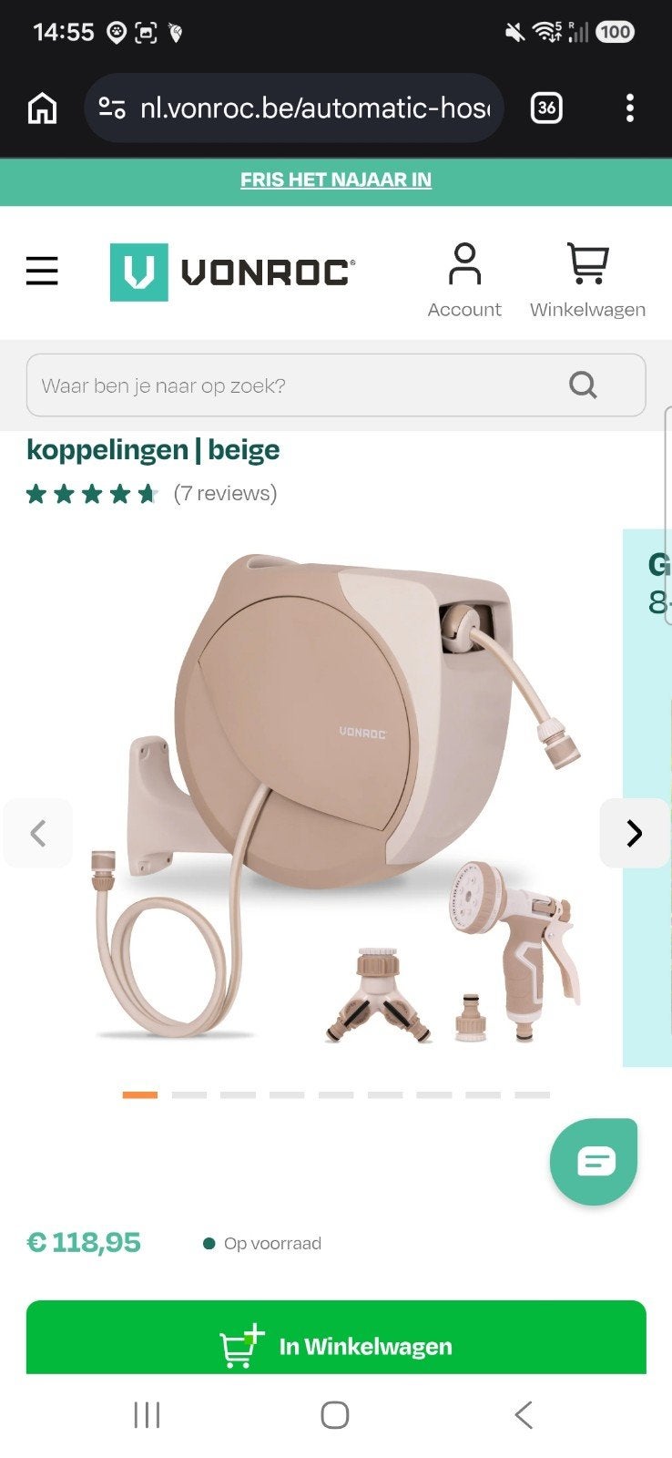 Automatische Tuinslanghaspel - Beige, Ophalen of Verzenden, Nieuw, Tuinslanghaspel