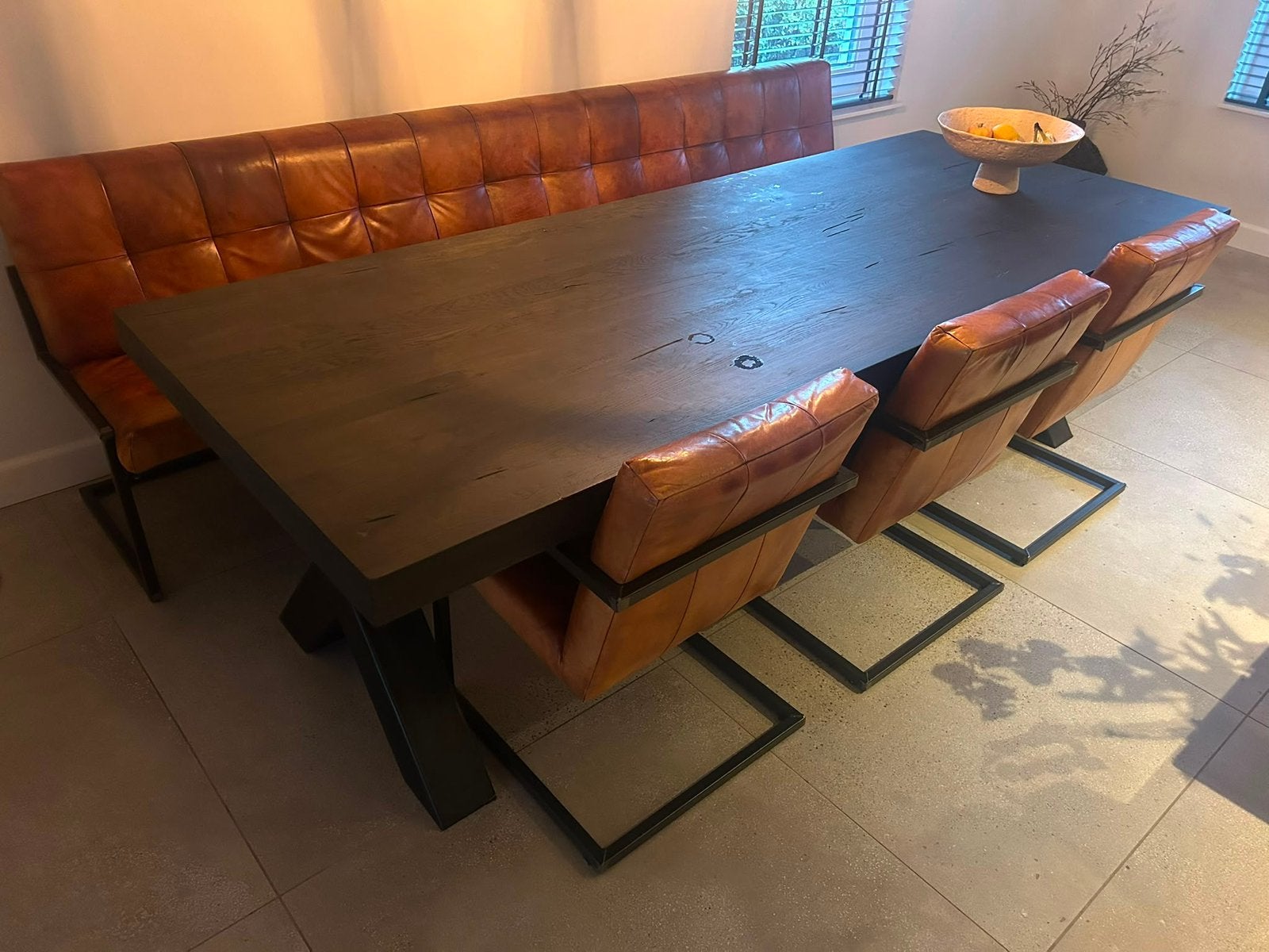 Stoere industriële eethoek te koop, Ophalen, 200 cm of meer, 50 tot 100 cm, Zo goed als nieuw