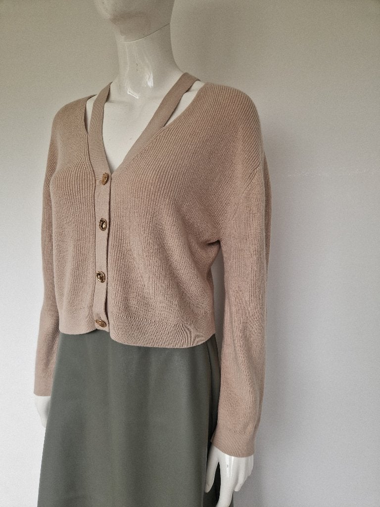 DANTE6 Jeny Rib Knit Cardigan | beige/taupe | maat XS |, Beige, Verhip-vintage.nl, Nieuw, Ophalen of Verzenden