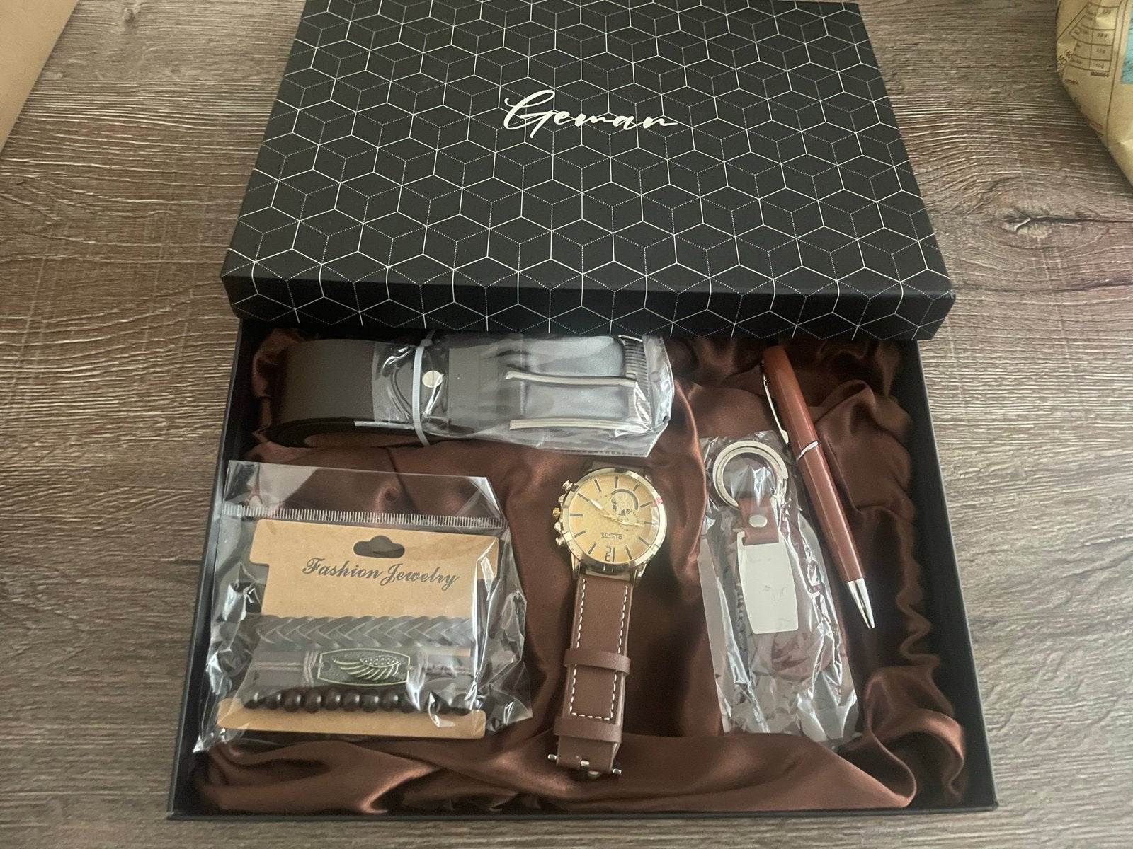 Luxe Heren Cadeauset: Horloge, Riem, Armbanden, Pen & Sleute, Overige merken, Overige materialen, Leer, Polshorloge