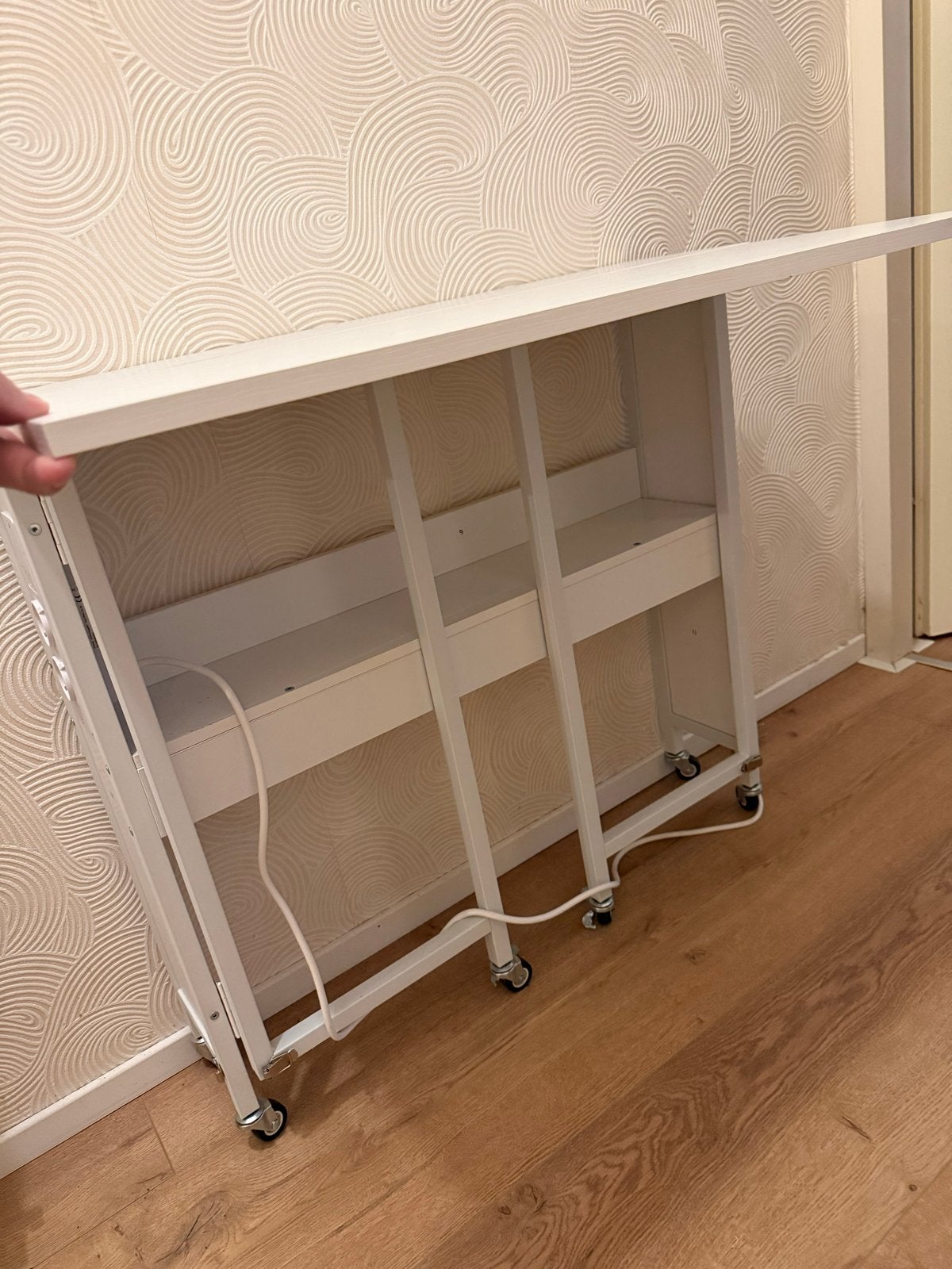 Opvouwbare tafel met stopcontacten en wielen, Ophalen, Kunststof, 100 tot 150 cm, 50 tot 100 cm