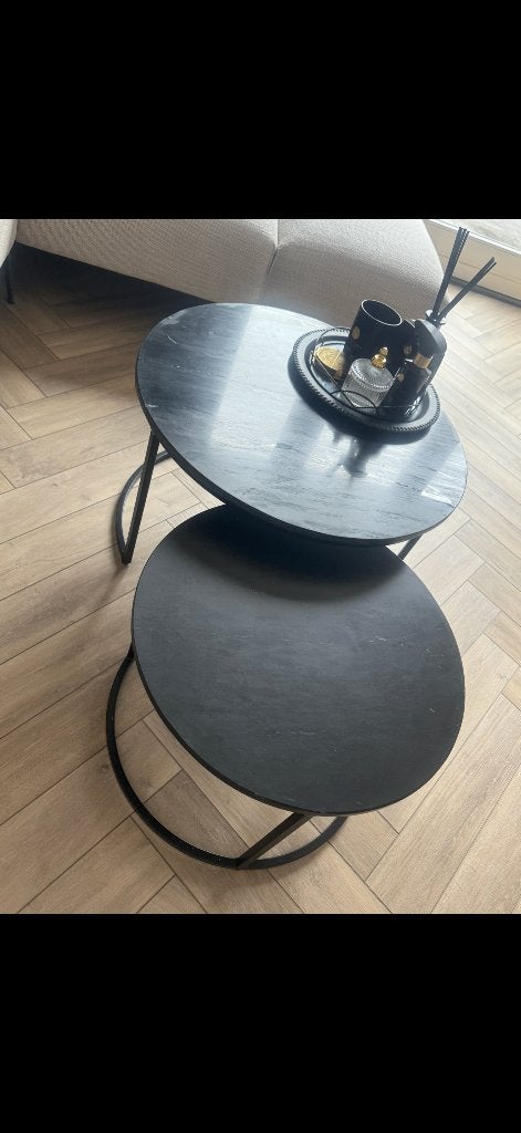 Salontafels zwart marmer, Ophalen, 50 tot 100 cm, Rond, 50 tot 100 cm