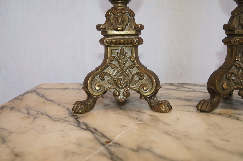 Prachtig paar antieke kandelaren, Ophalen of Verzenden, Koper of Brons